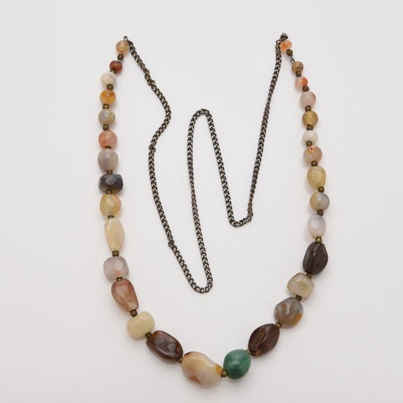 Polished Semi-Precious Agate Bead Necklace - Picture 1 of 3